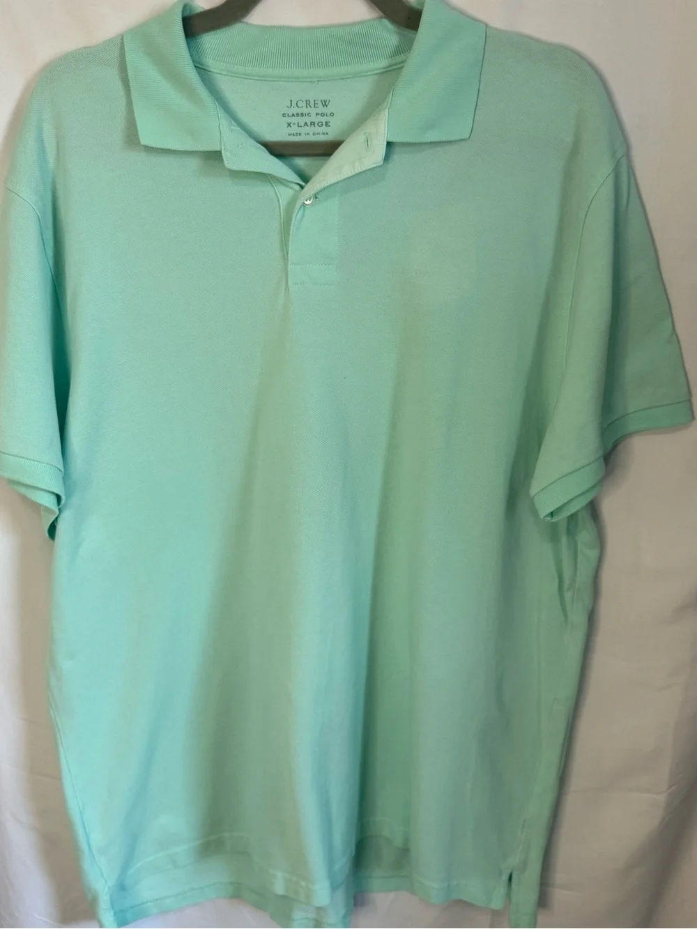 J. Crew Men's Seafoam Green Short-Sleeve Polo